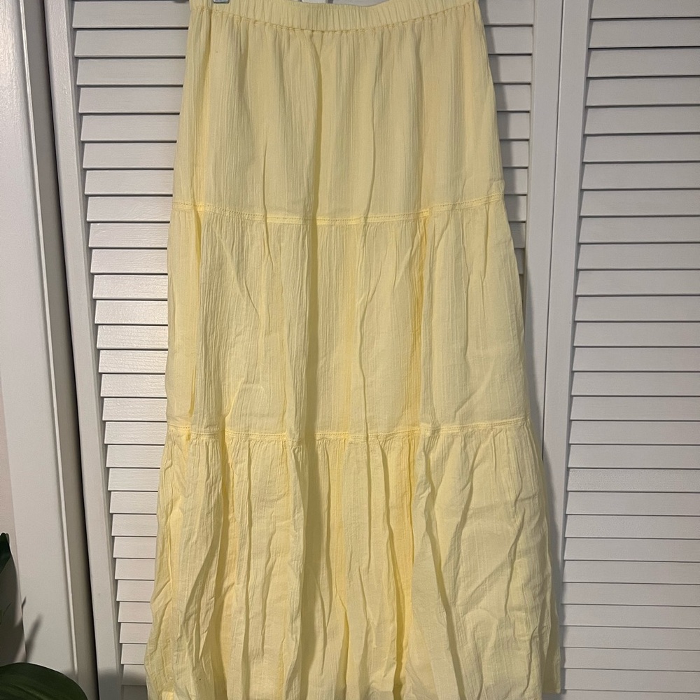 Yellow Tiered Maxi Skirt